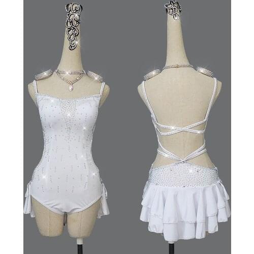 Women Latin Dance Dress For Women white diamond sexy Dress Stage Dance Costume Competition Latin Dresses Customize