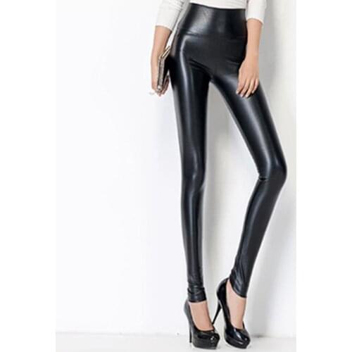 2020 Women Black Skinny Faux Leather Stretchy Pants Tight Trousers Fashion легинсы спортивные tight trousers Christmas gifts