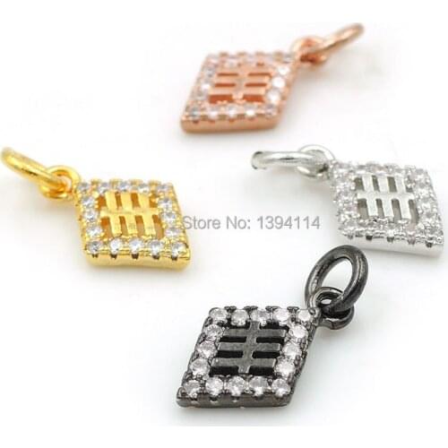 13*8*2mm Micro Pave Clear CZ Rhombus Charms Fit For Making DIY Bracelets Or Necklaces Jewelry