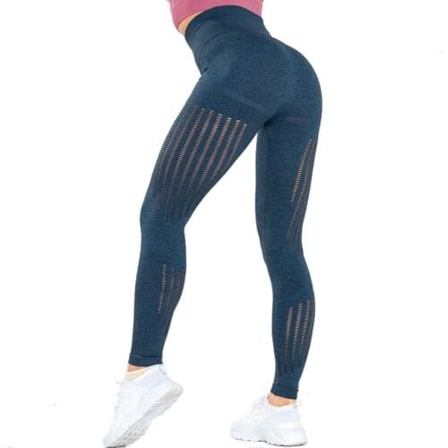 7 Color Energy Seamless Leggings Women Fitness Running Yoga Pants High Waist Leggings Push Up Leggings Sport Hollow Gym Leggings
