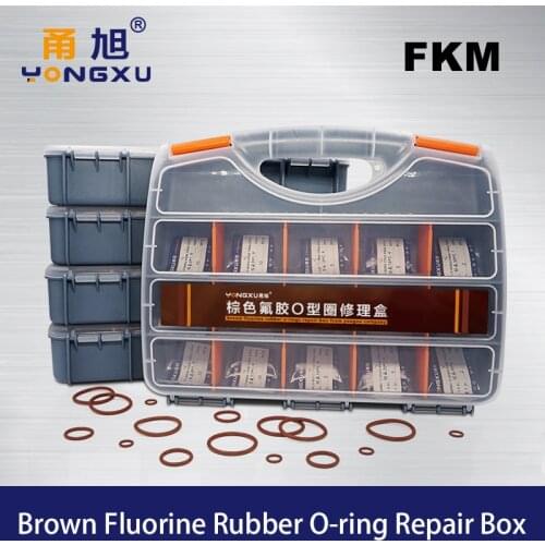 96PCS Brown FKM O Rings Washer Rubber Sealing O-rings Assortment 10Size Seal Gasket O-Ring Set Assortment Set Kit Box