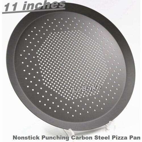 11 inches 2cm depth nonstick punching hard carbon steel round shape pizza pans pie mold biscuit pancake tray DIY bakery supplies