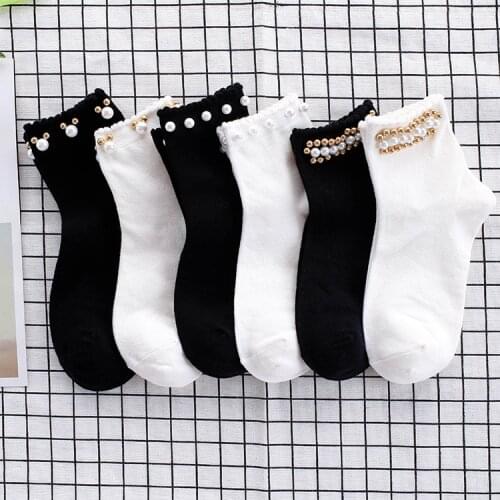 Free shipping girls cotton with beads socks short Lolita cute Socks