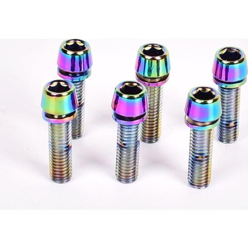 6Pcs Titanium Plated Bolts M5x18MM M6x18MM Colorful Screws For MTB Mountain Road Bike Bicycle Stem Bike Handlebar Stem