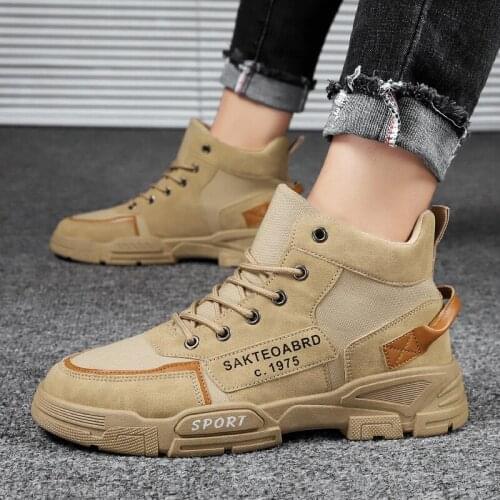 Men High Quality Leather Boots Male Spring Casual Motorcycle Ankle Botas Hombre Men Lace-Up Basic Boots Man Fashion Men Boots