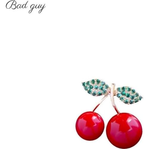 Bad Guy Zircon Brooch Pin for Womens Cute Cherry-shape Brooch Jewelry Clothes Scarf Buckle Garment Accessories Fine Jewelry