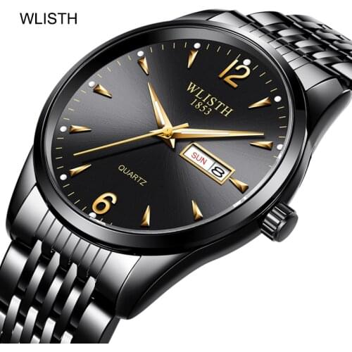 WLISTH Top Brand Watch Men Stainless Steel Business Date Clock Waterproof Luminous Watches Mens Luxury Sport Quartz Wrist Watch