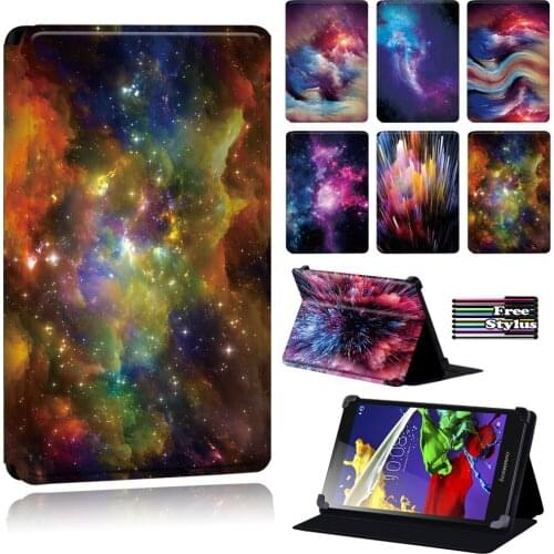 Tablet Case for Lenovo Tab 2 A8/A7-10/A7-10F/A10-70/Tab 4 (8/8 Plus)/Tab 4 (10/10 Plus)/Tab 3 7 Essential - Space Cover +pen