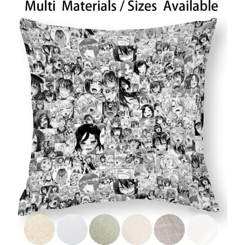 Black Aheago Pillow Case Throw Pillow Cover Cotton Linen Flax Anime Weeb Animu Cute Funny Aesthetic Pastel Goth Hentai Creative