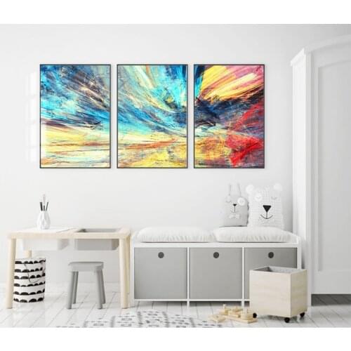 Colored Abstract Lines Print Picture Wall Art Canvas Paintings Poster Decoration for Living Room No Framed