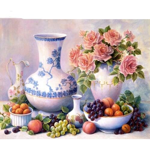 DIY 5D Diamond Painting Cross Stitch Flower & fruit Flower Landscape Set Diamond Embroidered Rhinestone Mosaic House