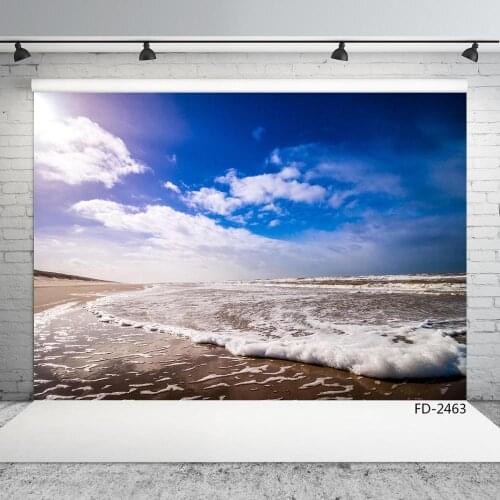 Blue Sky Beach Vinyl Photography Background for Wedding Lover Baby Children Backdrops Photo Studio Photobooth Photo Shooting