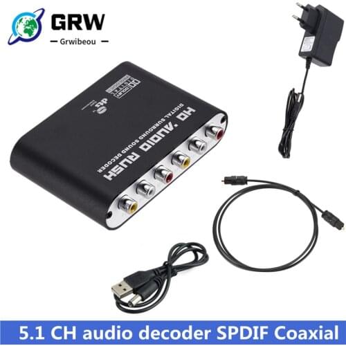 Grwibeou 5.1 CH Audio Decoder SPDIF Coaxial to RCA DTS AC3 Optical digital Amplifier Analog Converte amplifier HD Audio Rush
