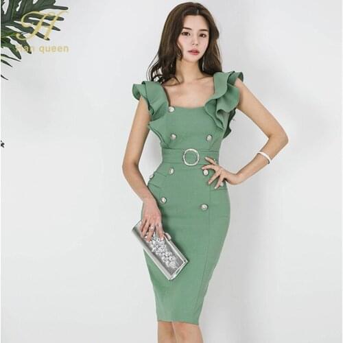 Зеленые летние платья H Han Queen China At AliExpress