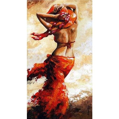 China Gold Supplier Wholesale High Quality Hand Painted Beauty Lady Back Oil Painting On Canvas Abstract Spain Lady Oil Painting