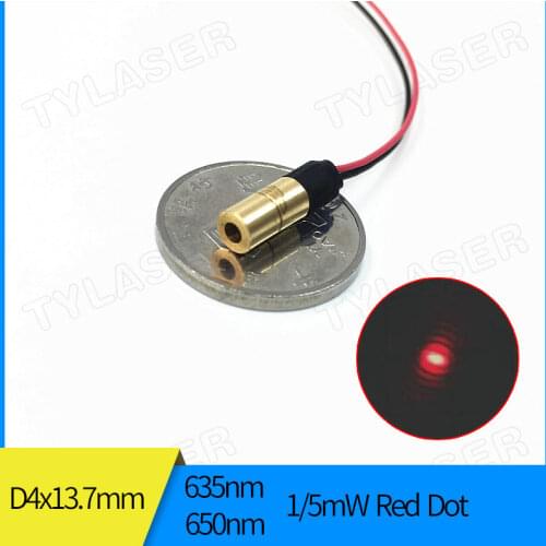 4mm 635nm 650nm 1mW 5mw Red Dot Laser Module Industrial Grade APC Driver