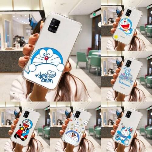 Cute Cartoon Doraemon Robot cat Phone Case Transparent For Samsung A51 A50 A71 A70 A81 M60S Note S21 S 20 10 9 8 11 E Plus Ultra