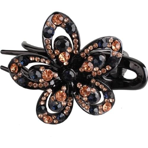 Girls Fashion Fancy Hair Claw Colorful Sweet Hair Accessories Rhinestone Hair Clip Floral Women Ladies Floral Headwear