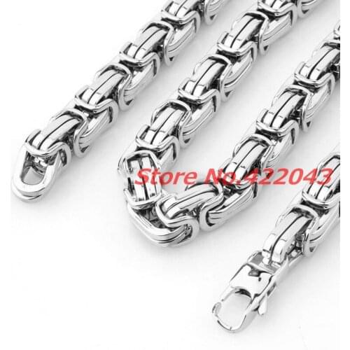 7-40" Heavy 316L Stainless Steel Silver color Byzantine Chain Mens Cool Necklace 7/8/10/12/15MM ,Top Design