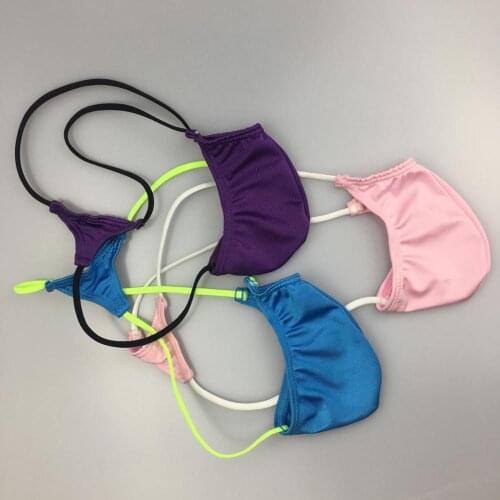 Mens Small Contoured Pouch Triangle back Thong G4501 solid color swimsuit fabric QianNiaoDao