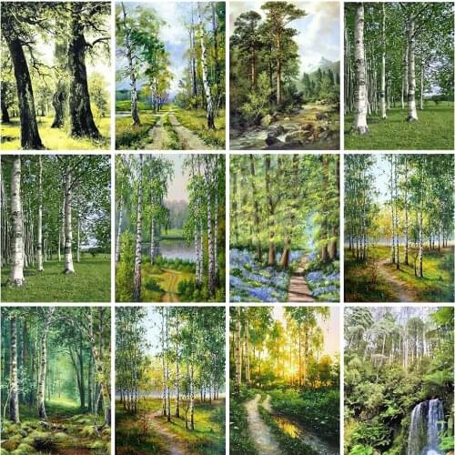 HUACAN 5d Diamond Painting Spring Landscape DIY Diamond Embroidery Cross Stitch Forest Tree Home Decor Craft Kit