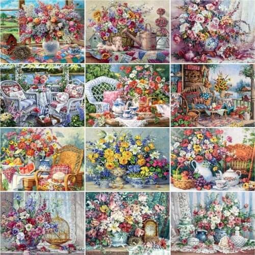 HUACAN Oil Painting By Numbers Flower Handpainted Unique Gift Pictures By Numbers Rose For Adults Home Decoration