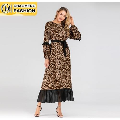 New Beautiful Animal Printed Abaya Modest Wear Muslim Fashion Turkey Dubai Islamic Clothing Ramadan Women Long Dress