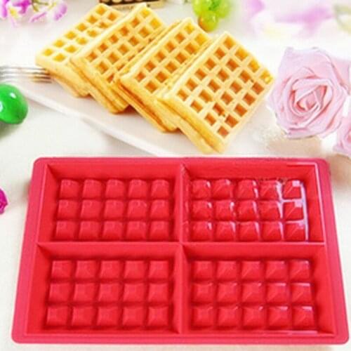 New 4-Cavity Mini Fancy Waffles Cake Chocolate Pan Silicone Mold Baking Mould SQ264