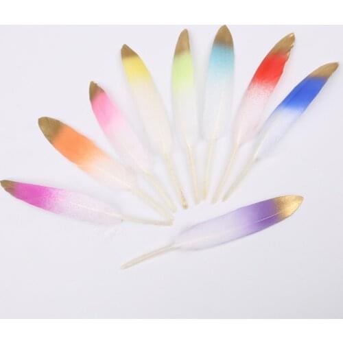 NEW Arrival 10-20pcs/lot Natural Goose Feather Gold Tip Dual Color Feathers Plumage for Earring Necklace Jewelry Findings