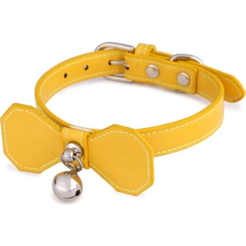 New PU Leather Cat Collars Designer Bowknot Adjustable Safety Buckle Bowtie Collar for Cat with Bell Small Dog Cat Accessories