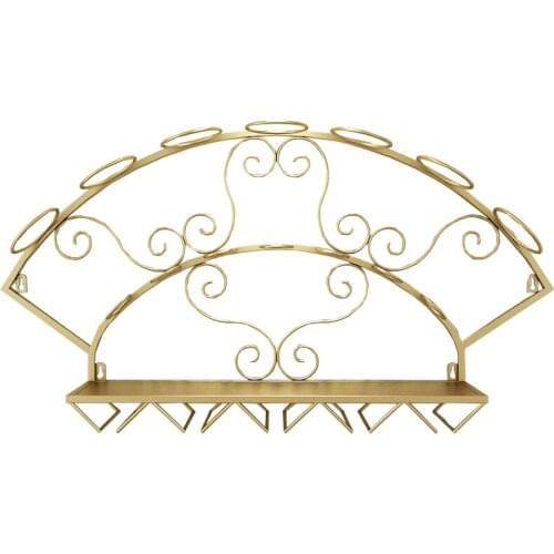 New Chinese Style Household Wrought Iron Wall Hanging Display Wine Rack for Bar Family Hall