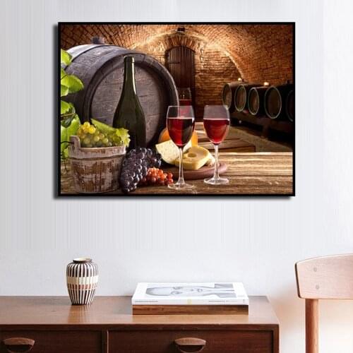 High Definition Printing Oak Barrel And Paris Wine Painting Wall Pictures For Living Room Kitchen Bar Restaurant Decora