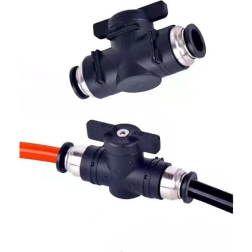 Pneumatic joint valve switch PU trachea quick joint hand valve buc8-4/6/10/12mm manual ball current-limiting hand rotary valve