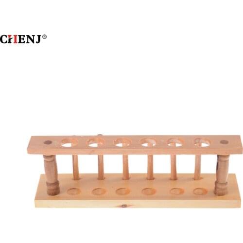 Laboratory Test tube Stand Shelf Lab School Supply New 6 Holes and 6 Pins Wooden Test Tube Rack Holder Support Burette Stand