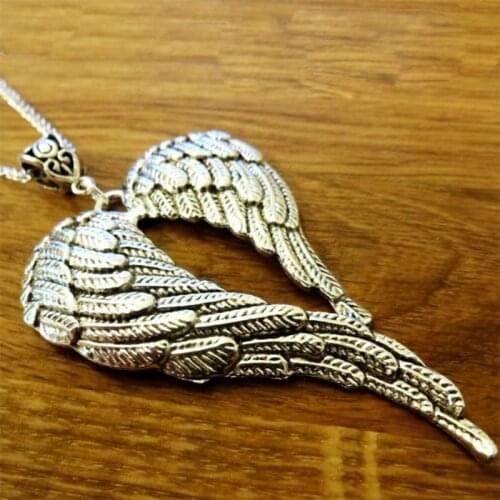 Pendant Chain Necklace Silver plated Guardian Fashion Angel Wings Sweater Chain