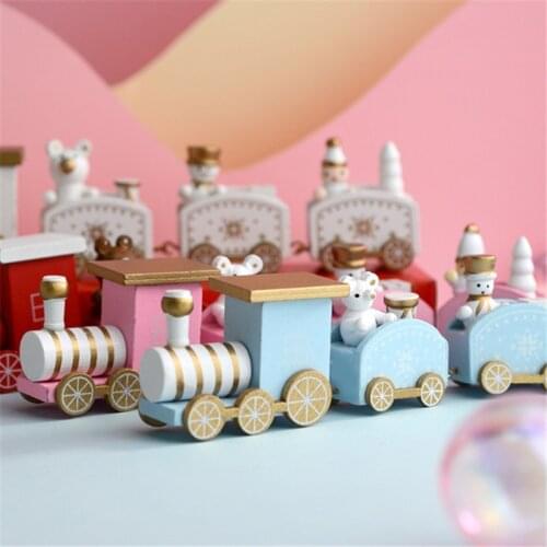 Pink Christmas Train 4 Knots Christmas Decorations for Home Wooden with Santa Kids Toys Ornament Navidad 2022 New Year Gift Noel