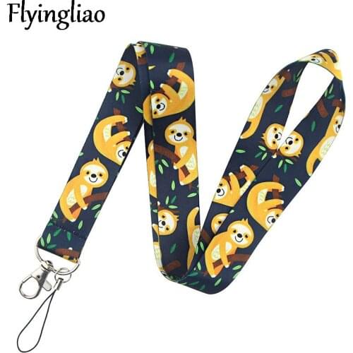 Cute Sloth Lanyard Keys Phone Holder Funny Neck Strap With Keyring ID Card DIY Animal webbings ribbons Hang Rope
