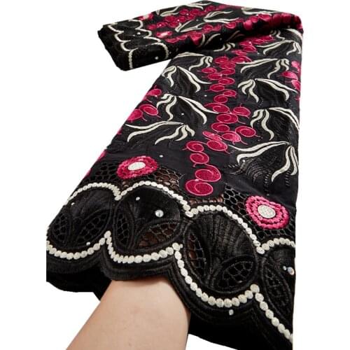 Dry Lace Swiss Voile Lace In Switzerland Lace Fabric Embroidery Mesh Black African Lace Fabric For Party Dress 2.5 Yards TY058