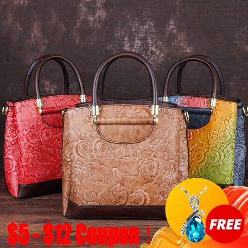 CGA High Quality Genuine Leather 2021 New Luxury Handbags For Women Bags Handmade Embossing Vintage Shoulder&Crossbody Tote Bag