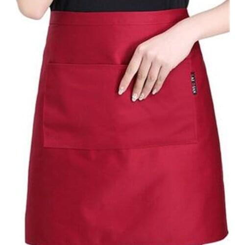 Universal Unisex Kitchen Cooking hotel chef aprons chef uniforms Waist Apron Short Apron Waiter Apron with Double Pockets