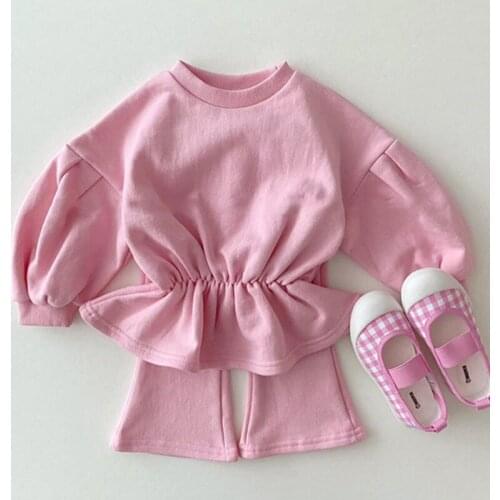 Spring Autumn Baby Boy Girl Long Sleeve Candy Color T-shirt + Pants Suit Casual Infant Kids Baby Boy Girl Children Clothes Suit
