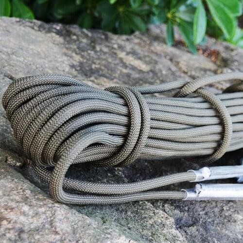 10 Meters Army Green Tree Arborist Rock Climbing Rescue Auxiliary Rope Cord Outdoor Camping Mountaineering Survival Equipment