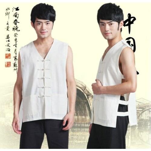 High Quality Traditional Chinese Clothing for Men Flax Sleeveless Kungfu Clothing Men Summer Blouse Homme Traditional Outfit 17