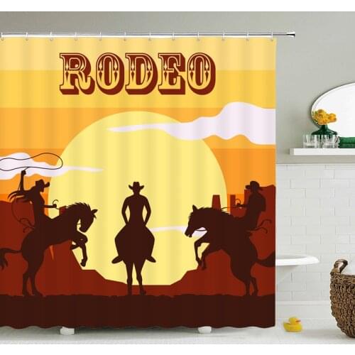 Cowboy Rodeo Shower Curtain 3D Print Fabric Polyester Curtains Bathroom Waterproof American personality Bath Curtain Hook Decor