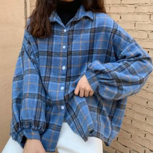 Jackets Women Plaid Batwing Sleeve Zip-up Large Size BF Harajuku Vintage Chic Students All-match Popular Spring Loose Coats Soft