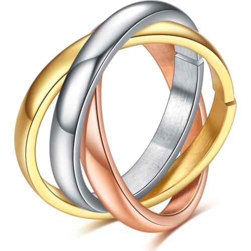 Fashion Interlocked Circle Women Men Ring Gift Jewelry Classic Love Wedding Stainless Steel Bijoux Femme Bague Acier Inoxidable