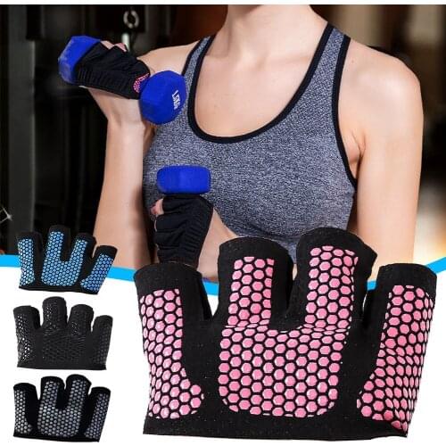 1 Pair Professional Gym Fitness Half Finger Gloves Non-slip Weight Lifting Building Training Gloves Bodybuilding Hand Protector