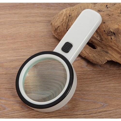 10 Times Glss Lens Educational Handheld Reading magnifying glass Insects observation Toy Gift Magnifier for old Man with UV Lamp