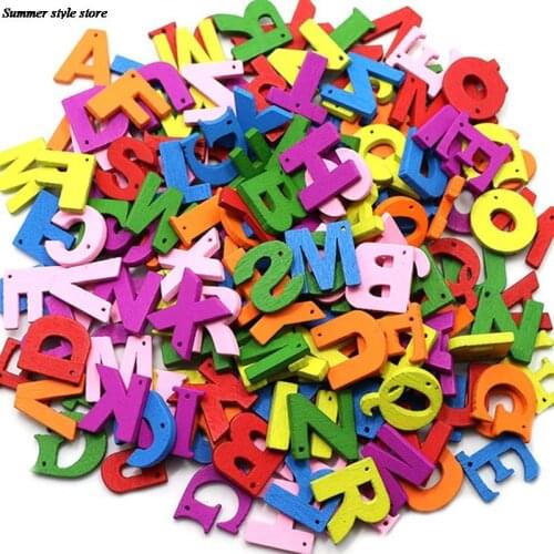 100pcs/pack Learning Wood Wooden Letter Alphabet Word Free Standing Scrapbooking Carft For Decoration Random