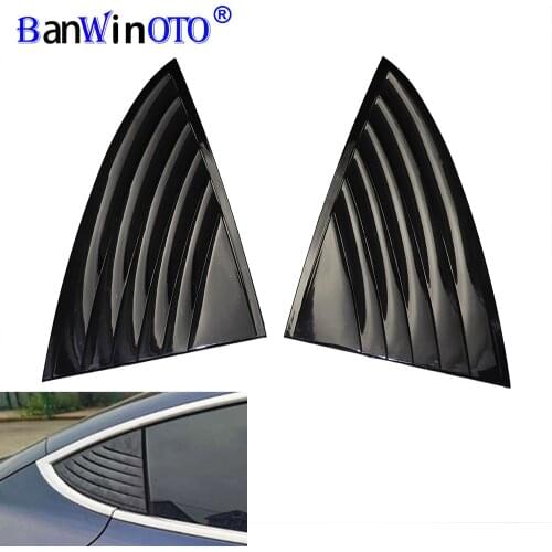 2pcs Car Rear Window Louver Spoiler Scoops Shutter Air Vent Tail Triangle Blinds Fit For Tesla Model 3 2017-2021 ABS Accessories
